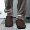 thumbnail image 2 of Mens Slippers Memory Foam Comfort Fuzzy Plush Lining Slip On House Shoes Indoor Outdoor Clog Coffee, Size 9-10, 2 of 6