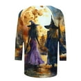 thumbnail image 6 of yoeyez Graphic Tshirts for Women Halloween Vintage Witch Shirts 3/4 Sleeve Crewneck Tunic Tops Multicolor,L, 6 of 6