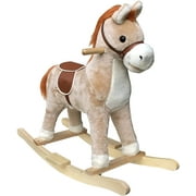 Fengsmart Rocking Horse , wooden rocking horse beige, 29" high plush rocking horse toy, rocking chair, rocker, stuffed toy for kids