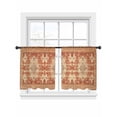 thumbnail image 2 of Sheer Curtains 54 Inches Long 2 Panels, Vintage Ethnic Tribal Floral Rod Pocket Curtain Voile Draperies, Traditional Oriental Orange Light Filtering Window Treatment for Living Room Kitchen Bedroom, 2 of 8