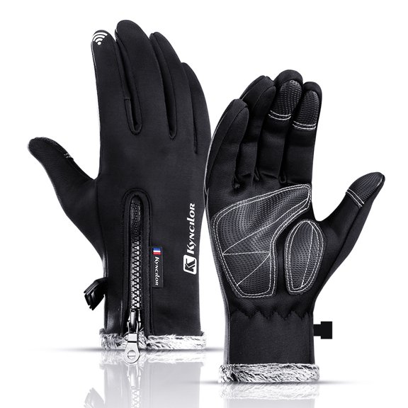 Winter Warm Men's And Women's Sports Bicycles Anti-splashing Water Riding Touch Screen Gloves Black L