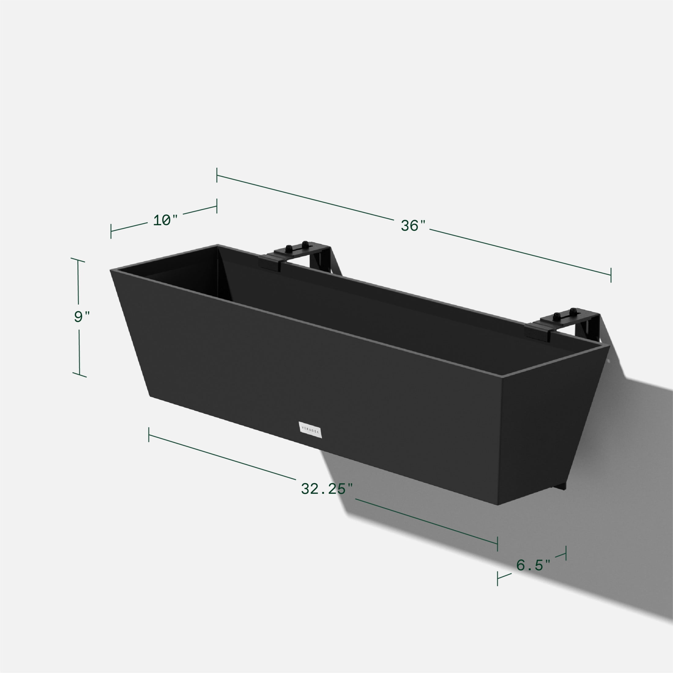 Veradek Pure Series Railing 36" Plastic Planter - Black