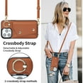 thumbnail image 5 of for iPhone 14 Pro Case Wallet with Strap for Women,Crossbody Lanyard and Wristlet Strap,Zipper Pocket,Credit Card Holder,Ring Stand,RFID Blocking Phone Wallet Cases(6.1 inch,Brown), 5 of 18