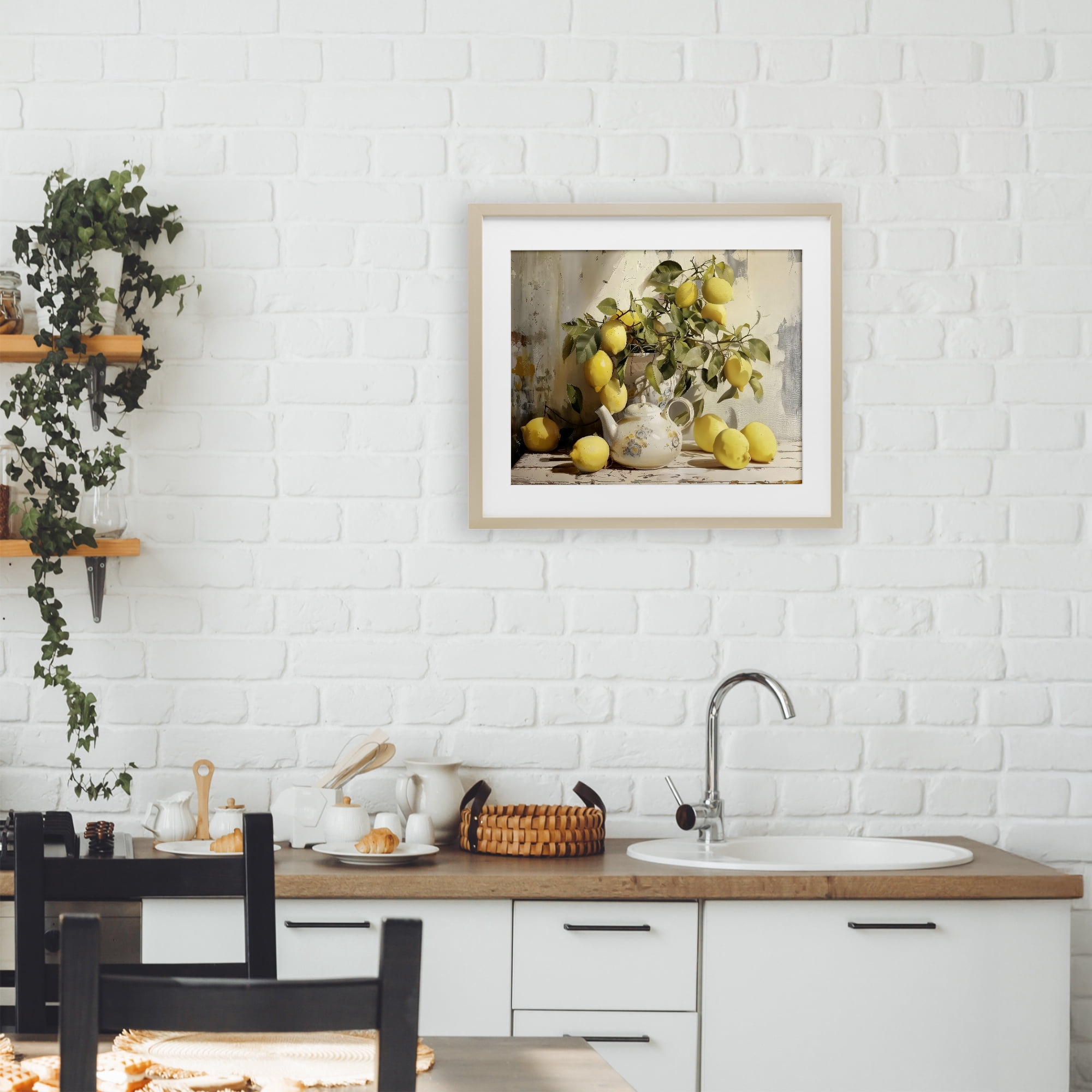 Stupell Industries Lemon Still Life with Teapot Birch Framed Print Under Glass, design by LSR Design Studio