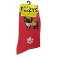 thumbnail image 2 of Foozys Small/Medium Novelty Crew Socks | Pugs & Paw Prints Cute, Fun and Makes makes a Great Gift! | 2 Pair (Black & Pink) | Women’s Shoe Size 4-10, 2 of 6