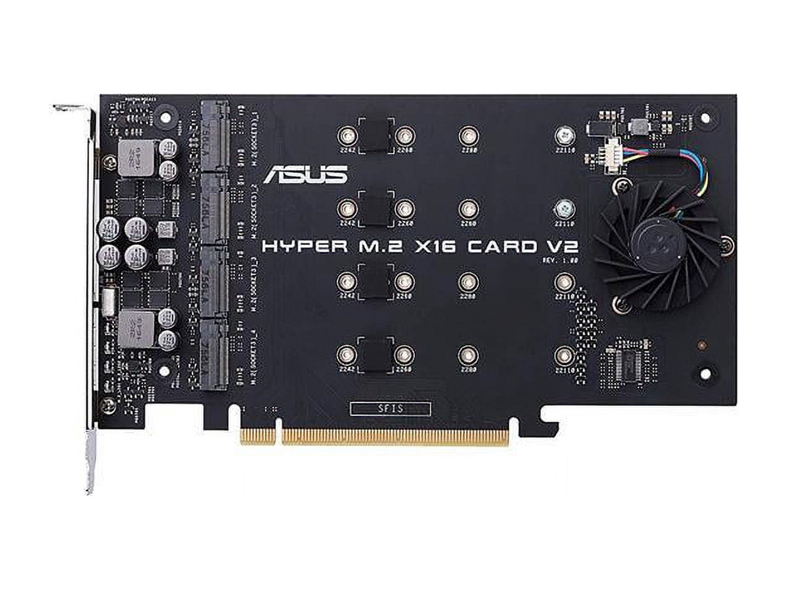 ASUS Hyper M.2 x16 PCIe 3.0 x4 Expansion Card V2 Supports 4 x NVMe M.2 (2242/2260/2280/22110) Up to 128 Gbps for Intel VROC and AMD Ryzen Threadripper NVMe RAID - image 4 of 5