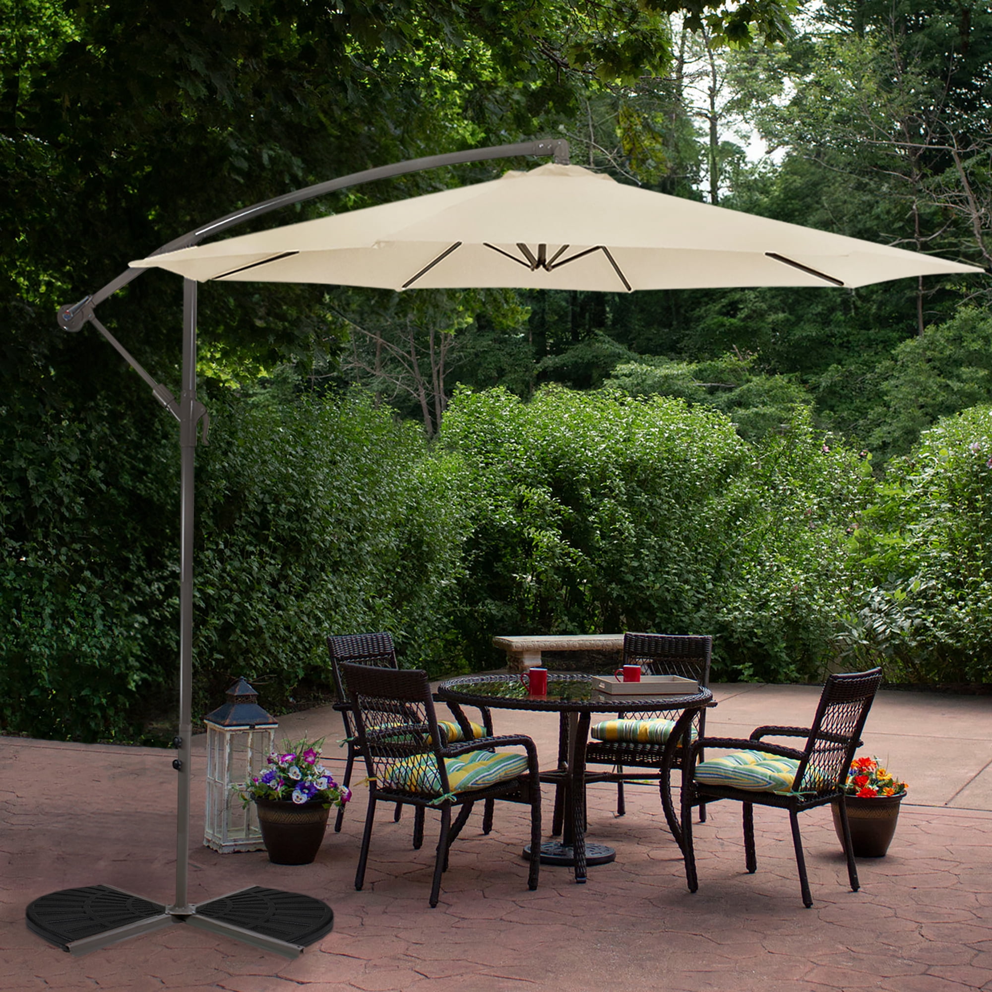 Northlight Fan-Shaped Weighted Base for Off-Set Patio Umbrellas - 26" - Black