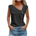 thumbnail image 3 of CLOISE Womens Tank Tops Loose Black Summer V Neck Comfy Casual T Shirts Fashion Sleeveless Solid Buttons Soft Blouse L, 3 of 5