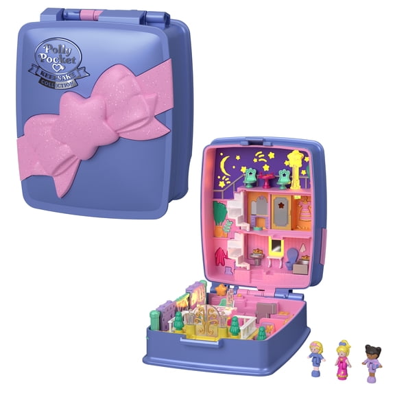 Polly Pocket Keepsake Collection Starlight Dinner Party Compact Playset with 3 Dolls and Lights