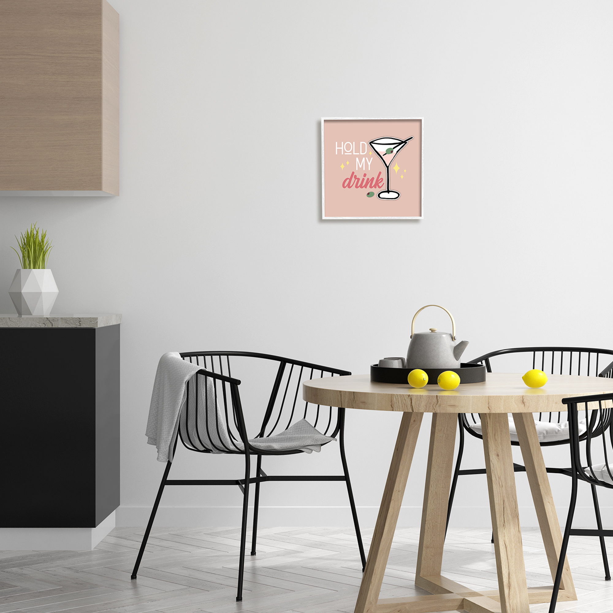 Stupell Industries Hold My Drink Martini Food & Beverage Painting White Framed Art Print Wall Art, 12 x 12