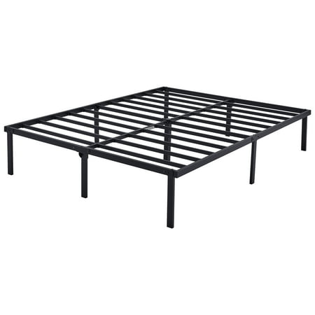 Mainstays 14" Heavy Duty Slat Bed Frame, Black Steel, Queen
