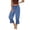 Blue, variant on Women Linen Lace Trim Long Bloomers Pants Ruffle Victorian Vintage Pantaloons Summer Beach Travel Vacation Pants