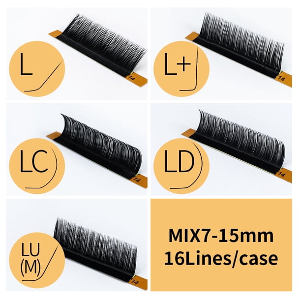 GLAMLASH L+/LC/LD/LU(M)/N Curl 7~15mm MIX 16rows/Case Extensión de pestañas de visón Pestañas individuales Pestañas postizas suaves Tan Jianjun unisex