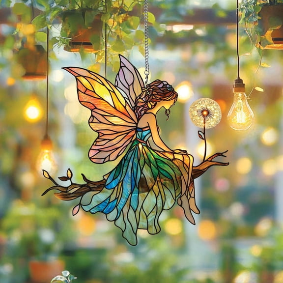 Fairy ACRYLIC SUNCATCHER, Fairy LightCatcher, Enchanted Forest Fairy Window Hanging, Lover Gifts Decor,Elf Ornament Fairy Garden For Fairies