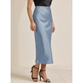 thumbnail image 3 of DARING DIVA Women's Satin High Waist Elastic Waist Split A Line Midi Skirts XL Blue Grey, 3 of 6