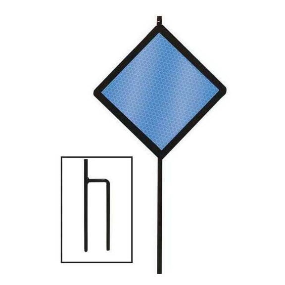 Reflective Driveway Marker, Steel, 5" Width, 48" Height, Blue