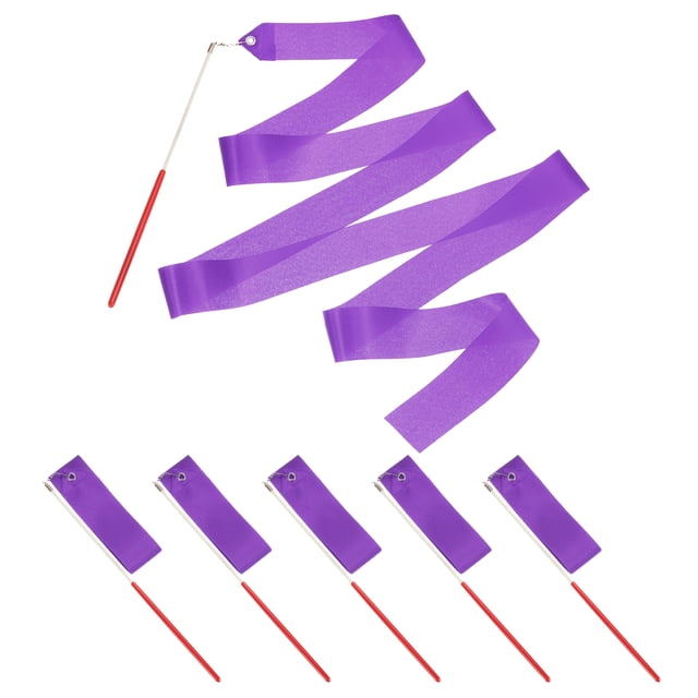 Uxcell Dance Ribbons, Gymnastics Dance Streamers with Non-Slip Wand Dance Flags Purple