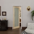 thumbnail image 2 of 28" X 80" Interior Frosted Glass Door Slab Pine Solid Wood Pantry Standard Door For Sliding Closet Door, 2 of 7