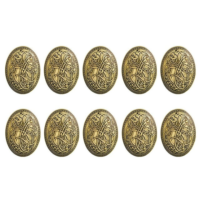 10x Broches de Escudo , Sujetadores de Ropa capa, Chal, Alfiler de Bufanda, Alfiler de Solapa, Joyería Vintage , Oro, 4.2x5.8cm