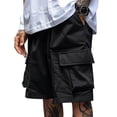 thumbnail image 5 of Men's Summer Outdoor Baggy Shorts Quick Dry Water Resistant Elastic Waist Drawstring Cargo Casual Golf Work Hiking Shorts with Muti Pockets Big and Tall Size 2XL-5XL Black, 5 of 9