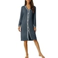 thumbnail image 2 of INSPIRE CHIC Women's Button Down Nightgowns Long Sleeve Sleepshirt Pajama Dress M Grey, 2 of 6