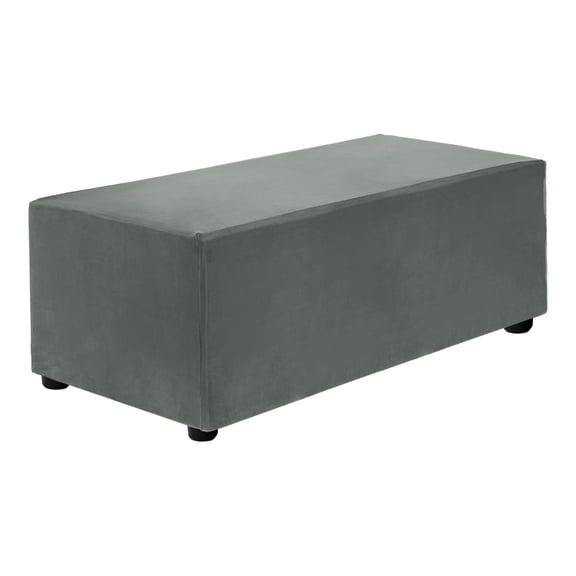 Stretch Ottoman Cover Rectangular Square Ottoman Slipcover with Elastic for Foot Stool Living Room Bedroom Fit Length 83-101cm / 32.68"-39.76", M-Large, Dark Gray