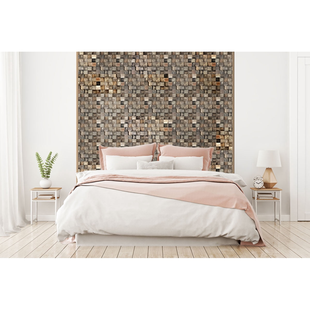 Ekena Millwork 11 7/8"W x 11 7/8"H x 1/2"P Reclaimed Boat Wood Mosaic Wall Tile, Natural Finish (11-Pack)