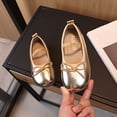 thumbnail image 2 of Viluyesy Big Kids Girls Leather Flats - Bow Princess Sandals - Soft Sole Spring Summer Dress Shoes Gold Size 1, 2 of 6
