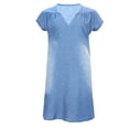 thumbnail image 5 of Babysbule Womens DressesWomen's Summer Casual V Neck Denim Long Party Dresses Short Sleeve Swing Dress, 5 of 7