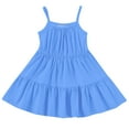 thumbnail image 5 of LTTVQM Solid Color Dresses for Girls 7-8 Summer Casual Sleeveless Ruffle Hem Midi Dress Cute Sundresses Comfortable Church Dress Blue 7-8 Years, 5 of 6