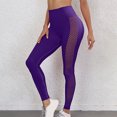 thumbnail image 4 of YYDGH Mesh High Waist Leggings for Women Tummy Control Athletic Gym Running Yoga Workout Pants Purple L, 4 of 5