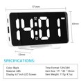 thumbnail image 4 of Relaj led de alarma LED digital 6.7 Pulgadas Mirador de espejo RELOJ Electónico 12/24H Conmutable Con 2 Ajuste de Alarma 4 Niveles de Brillo Volumen Ajustable Soporte de USB, 4 of 6
