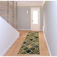 thumbnail image 2 of 8' Green Quatrefoil Power Loom Distressed Stain Resistant Runner Rug, 2 of 5
