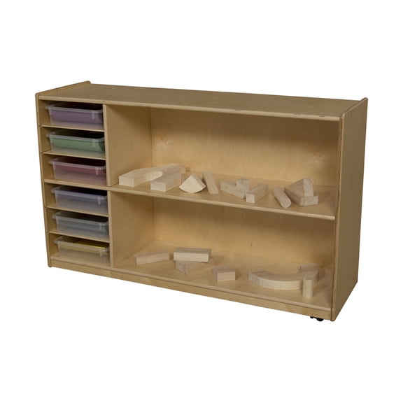 Wood Designs Shelf Storage with Translucent Trays