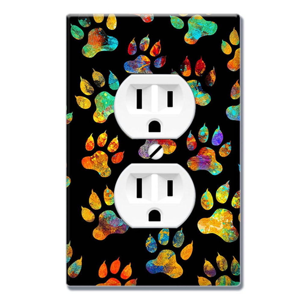 Wirester 1 Gang Duplex Wall Plate Switch Plate Cover Dog Paws Black Walmart Com