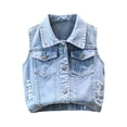 thumbnail image 6 of QSXADF Boys And Girls Denim Vests Kid Sleeveless Jacket Girl's Denim Vests Sleeveless Solid Button Down Open Front Casual Day Out Children's Outwear, 6 of 6