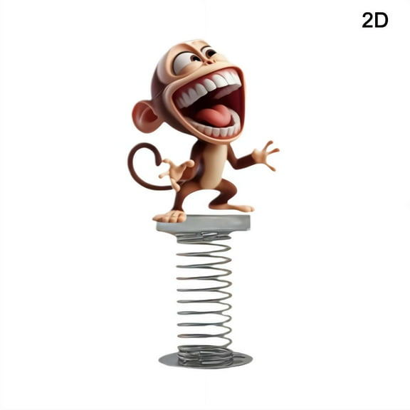 Big Mouth Monkey Car Dashboard Decorations, Stress Relief 2D Acrylic Monkey Car Decor, Funny Cute Monkey Car Dashboard Decor Accessories with Metal Spring for Desk Gifts