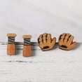 thumbnail image 6 of Cut Wood Round Heart Baseball Bat Gloves Stud Earrings Sports Jewelry Gifts New, 6 of 9