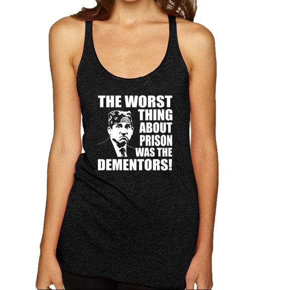 Wild Bobby, Office Prison Mike Dementors Michael Scott, Pop Culture, Women Tri-Blend Racerback Tank Top, Vintage Black, Small