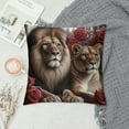 thumbnail image 2 of Leisuo Rose Flower Pillow Covers, Animal Lion Print Throw Pillow Covers For Office Sofa Couch Bed Bedroom Decor, Floral Cushion Cases, Modern Decorative Pillow Covers, 2 of 5