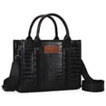 thumbnail image 1 of Bolso de mano Montana West Wrangler para mujer, estampado de cocodrilo negro, 1 of 6