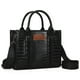 thumbnail image 1 of Bolso de mano Montana West Wrangler para mujer, estampado de cocodrilo negro, 1 of 6