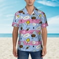 thumbnail image 2 of Xecao Bees And Daisies Striped print Hawaiian shirt - a stylish short-sleeve button-down for men, perfect for casual beach and tropical outings., 2 of 9