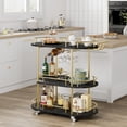 thumbnail image 2 of 4-Tier Bar Cart with Wine Rack & Glass Holder,360° Rotating Design, Lockable Noiseless Casters for Kitchen, Dining Room, Living Room, Black&Gold, 2 of 7
