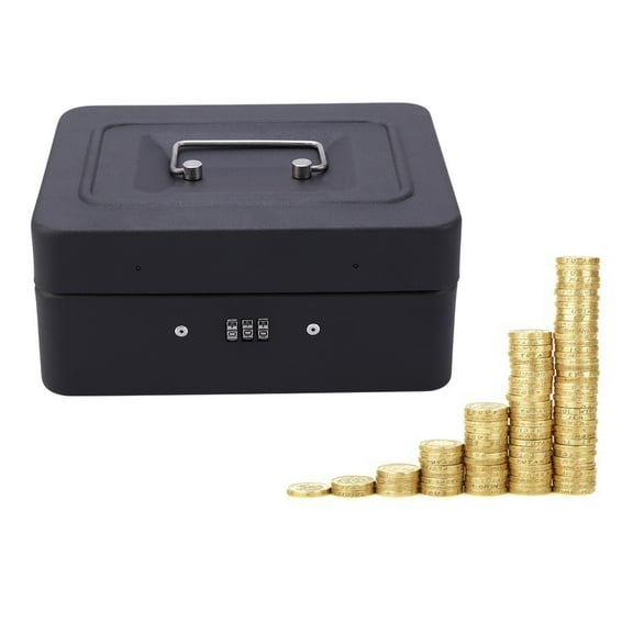 Masteelf Cash Box with Combination Lock Thicken Cash Box Safety Box Cashier Box (Size , Black)