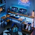 thumbnail image 1 of Bestier 71.5 inch Computer Desk with Power Outlets, L Shaped Home Office Desk with Monitor Stand Rustic Brown Adults, 1 of 10