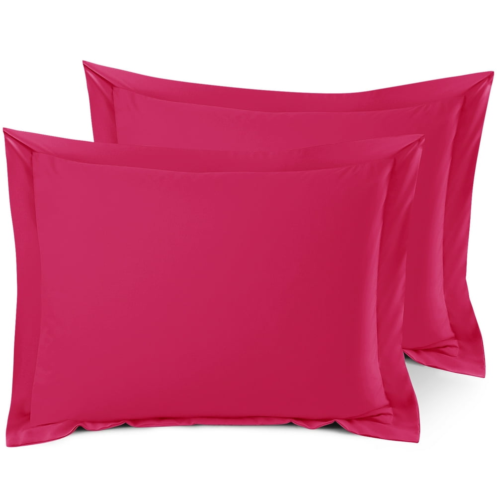 Set of 2 Standard 20"x26" Size Pillow Shams Hot Pink, Hotel Luxury Soft