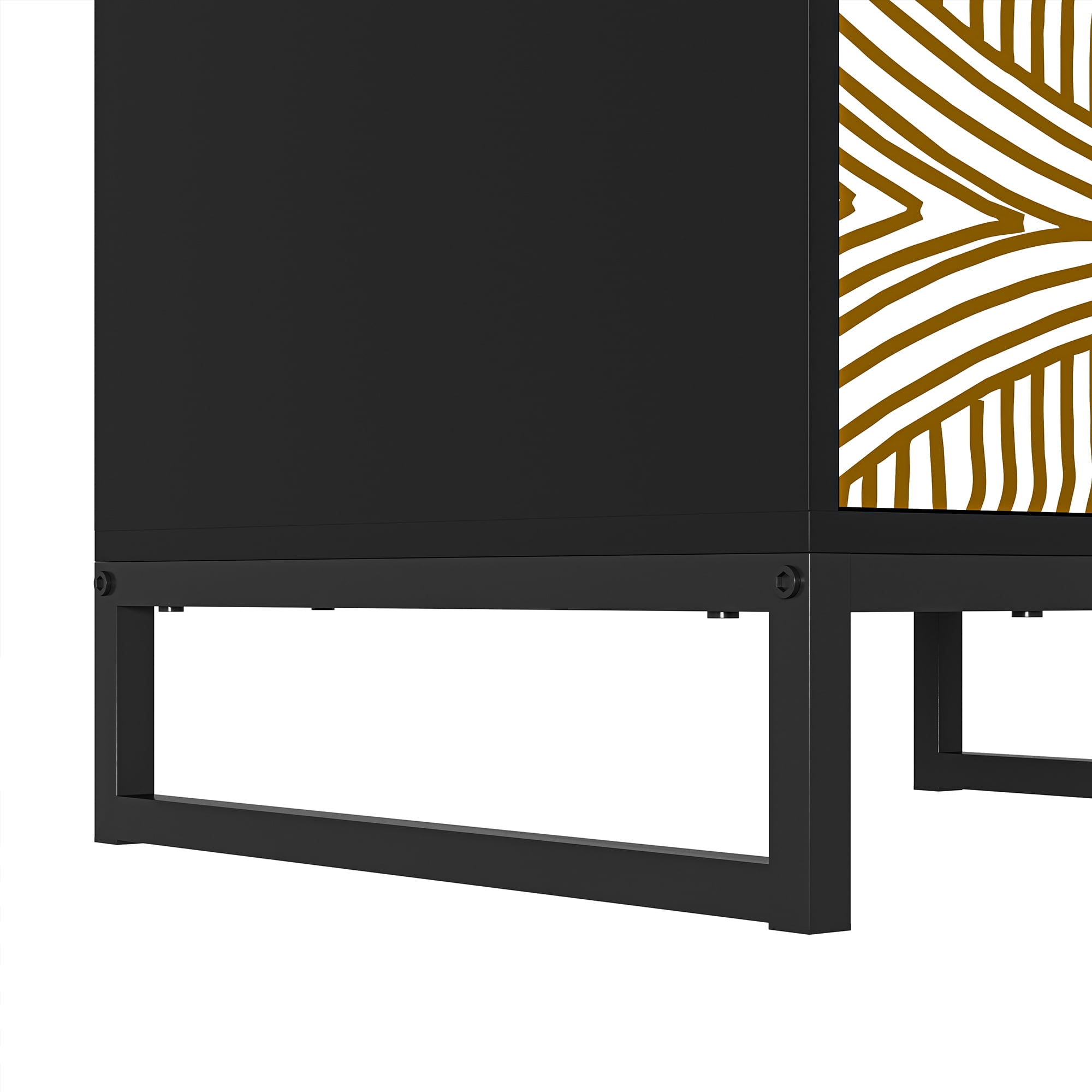 Finihen Modern Nightstand, Side Table with 2 Drawer, 3D Painted Design End Table with Metal Legs for Bedroom, Dorm and Small Spaces, Black Finihen Modern Nightstand, Side Table with 2 Drawer, 3D Painted Design End Table with Metal Legs for Bedroom, Dorm and Small Spaces, Black