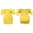 thumbnail image 2 of Femmes Bodycon Mini-Robe sur l'Épaule Manches Courtes Robe de Club Froncée, 2 of 5