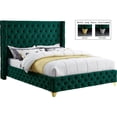 thumbnail image 2 of Maklaine Contemporary Upholstery Green Velvet Full Bed, 2 of 7
